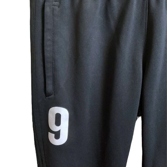 Adidas Track Pants Men Size M Black Straight Leg Logo Drawstring Pockets Zip Leg - Picture 5 of 13